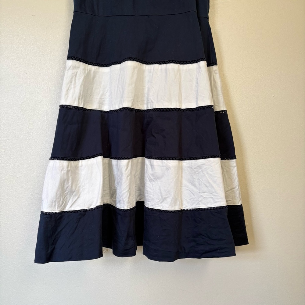 Eliza J Navy and White Striped Midi Dress Size 4 - Picture 3 of 15